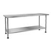 Stainless Steel Kitchen Bench Workbench Island Food Prep Table Countertop Benchtop Work Desk Adjustable Storage Shelf 430 Commercial 182.9x61cm