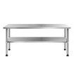 Stainless Steel Kitchen Bench Workbench Island Food Prep Table Countertop Benchtop Work Desk Adjustable Storage Shelf 430 Commercial 182.9x61cm