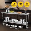 Kitchen Work Bench Stainless Steel Countertop Food Prep Table Island Cart Rolling Trolley with Wheels Benchtop Storage 430 Commercial 182.9x61cm