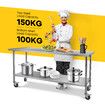 Kitchen Work Bench Stainless Steel Countertop Food Prep Table Island Cart Rolling Trolley with Wheels Benchtop Storage 430 Commercial 182.9x61cm