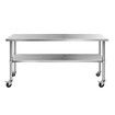 Kitchen Work Bench Stainless Steel Countertop Food Prep Table Island Cart Rolling Trolley with Wheels Benchtop Storage 430 Commercial 182.9x61cm