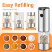 Kitchen Salt and Pepper Grinder Set Stainless Steel Electric Spice Mill Shaker Blender Refillable Automatic Ceramic Grinding Battery Powered 2 Pieces