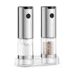 Kitchen Salt and Pepper Grinder Set Stainless Steel Electric Spice Mill Shaker Blender Refillable Automatic Ceramic Grinding Battery Powered 2 Pieces