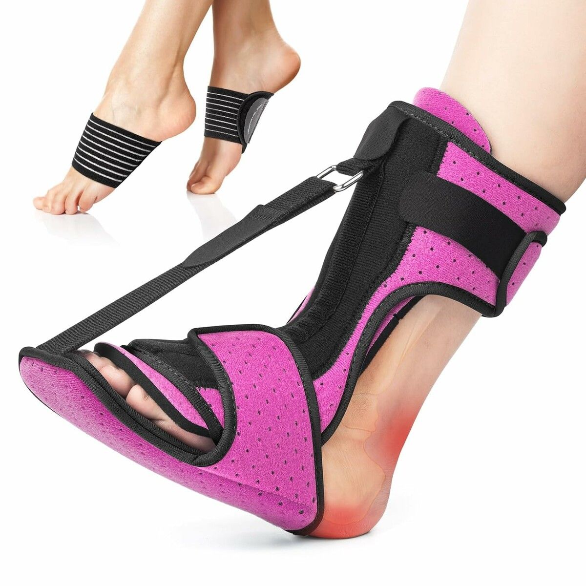 Plantar Fasciitis Night Splint,Adjustable Plantar Fasciitis Brace with Arch Support,Dorsal Night Splint for Women Men,Dual Effective Plantar Fasciitis Relief Achilles Tendonitis Foot Drop Heel Pink