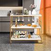 Kitchen Island Trolley Portable Bar Cart Wine Rack Drinks Glass Bottle Holder Shelf Storage Organizer Coffee Tea Liquor Serving Utility Stand on Wheels