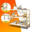 Kitchen Island Trolley Portable Bar Cart Wine Rack Drinks Glass Bottle Holder Shelf Storage Organizer Coffee Tea Liquor Serving Utility Stand on Wheels