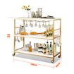 Kitchen Island Trolley Portable Bar Cart Wine Rack Drinks Glass Bottle Holder Shelf Storage Organizer Coffee Tea Liquor Serving Utility Stand on Wheels