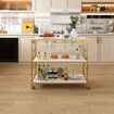 Kitchen Island Trolley Portable Bar Cart Wine Rack Drinks Glass Bottle Holder Shelf Storage Organizer Coffee Tea Liquor Serving Utility Stand on Wheels