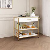 Kitchen Island Trolley Bar Cart Wine Rack Portable Drinks Holder Coffee Tea Serving Rolling Utility Storage Drawer Shelf Organizer on Wheels
