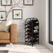 Freestanding Wine Rack Floor Bottle Storage Holder Black Metal Modern Vertical Corner Stand Up Shelf Display for Home Cellar Bar