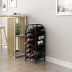 Freestanding Wine Rack Floor Bottle Storage Holder Black Metal Modern Vertical Corner Stand Up Shelf Display for Home Cellar Bar