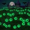 2Packs 8LEDs Halloween Decorations Solar Power Eyeball Lights Swaying Wind Waterproof Solar Halloween Outdoor Lights Garden Yard Haunting House COL.Green