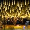 Solar Meteor Shower Lights 10 Tubes 30cm 6.6m Remote Waterproof String Lights Party Wedding Tree Halloween Christmas Outdoor Decorations Col.Blue