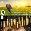 Solar Meteor Shower Lights 10 Tubes 30cm 6.6m Remote Waterproof String Lights Party Wedding Tree Halloween Christmas Outdoor Decorations Col.Blue