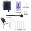 Solar Meteor Shower Lights 10 Tubes 30cm 6.6m Remote Waterproof String Lights Party Wedding Tree Halloween Christmas Outdoor Decorations Col.Blue