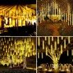 Solar Meteor Shower Lights 10 Tubes 30cm 6.6m Remote Waterproof String Lights Party Wedding Tree Halloween Christmas Outdoor Decorations Col.Blue