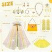 Princess Dress Up Clothes for Little Girl,11Pcs Princess Cape with Crown,Princess Dresses for Girl Age3+ Birthday Gift (Yellow)