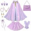 Princess Dress Up Clothes for Little Girl,11Pcs Princess Cape with Crown,Princess Dresses for Girl Age3+ Birthday Gift (Purple)