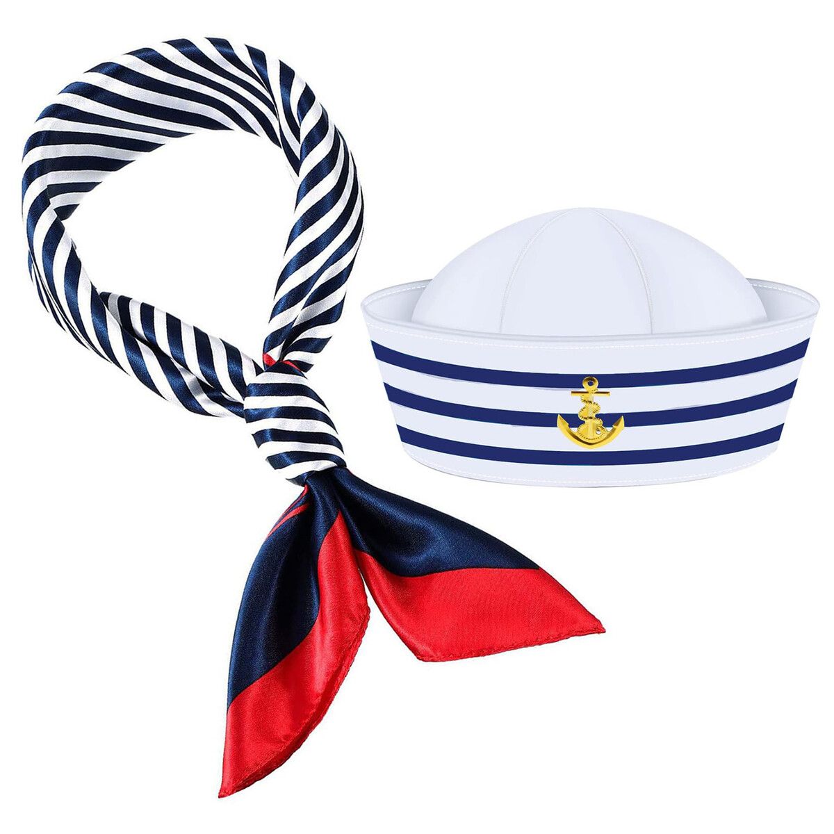 Yacht Captain Hat Sailor Ship Cap Scarf Sunglasses Sailor Hat Boat Costume for Men Women Captains Dressing up Party (2Pack)