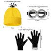 3 Pcs Halloween Costume Accessories,Goggles Glasses/Yellow Beanie/Gloves for Men Women Cosplay Party Set