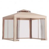 Instahut Gazebo Marquee 3m Outdoor Event Tent Camping Party Mesh Wall Canopy Brown