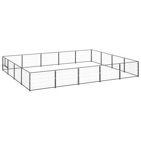 Dog Kennel Black 20 m² Steel