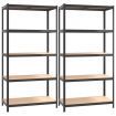 5-Layer Shelves 2 pcs Anthracite Steel and Engineered Wood