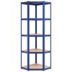 5-Layer Corner Shelf Blue Steel and Engineered Wood