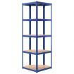 5-Layer Corner Shelf Blue Steel and Engineered Wood