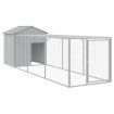 Chicken Cage with Run Light Grey 117x405x123 cm Galvanised Steel