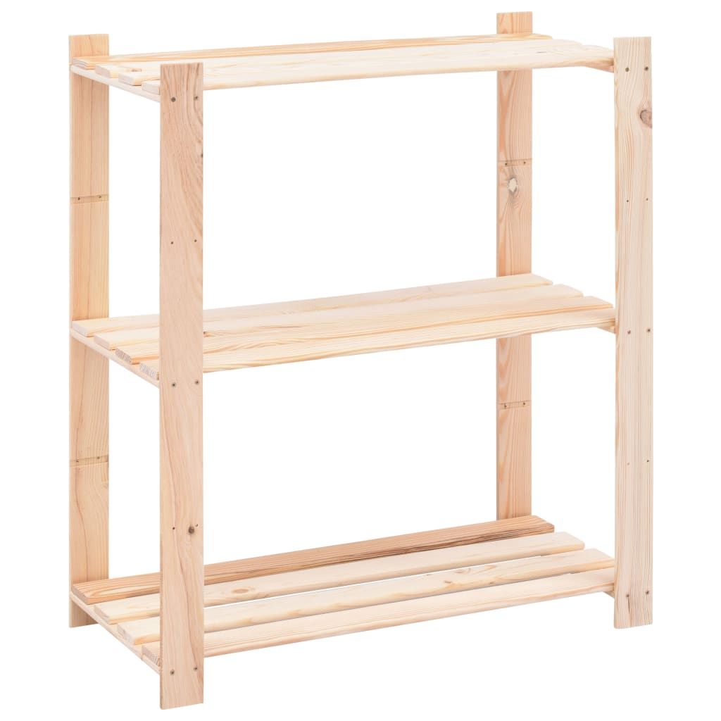 3-Tier Storage Rack 80x38x90 cm Solid Wood Pine 150 kg