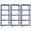 5-Layer Shelves 3 pcs Blue Steel and Engineered Wood