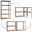 5-Layer Heavy-duty Shelves 3 pcs Grey Steel&Engineered Wood