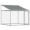 Dog Cage with Roof and Doors Grey 4x2x2 m Galvanised Steel