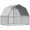 Chicken Cage with Roof and Door Silver Galvanised Steel
