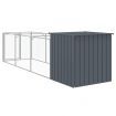 Dog House with Run Anthracite 110x405x110 cm Galvanised Steel