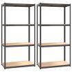 4-Layer Shelves 2 pcs Anthracite Steel and Engineered Wood