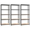 5-Layer Shelves 3 pcs Anthracite Steel and Engineered Wood