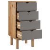 Drawer Cabinet OTTA Brown&Grey 45x39x90cm Solid Wood Pine