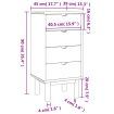Drawer Cabinet OTTA Brown&Grey 45x39x90cm Solid Wood Pine