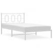 Metal Bed Frame with Headboard White 107x203 cm