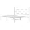 Metal Bed Frame with Headboard White 107x203 cm