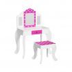 Keezi Kids Dressing Table Vanity Makeup Chair Set Wooden 3 Mirror Drawer Pink