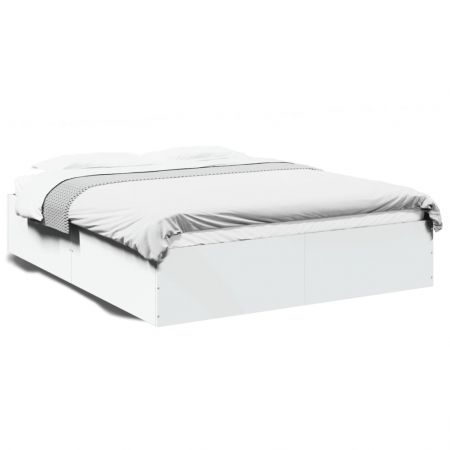 Bed Frame White 150x200 cm Engineered Wood