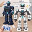 Remote Control Robot Toy, Smart Gesture Sensing Rechargeable and Programmable Robot Walking Dancing Singing Gift for Boys Girls, Blue