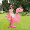 Inflatable Flamingo Costume Riding On Flamingo Air Blow up Funny Fancy Dress Party Halloween Costume, Suitable for Height 150-190 CM
