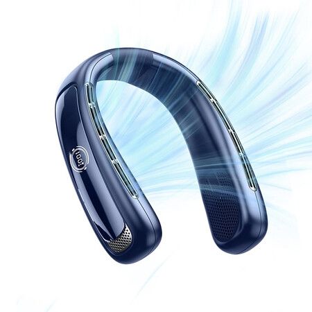 Portable Bladeless Neck Fan Personal Air Conditioner 5200mAh Rechargeable Cooling Wearable Fan For Men Women Travel, Blue