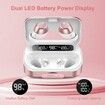 Bluetooth 5.3 Wireless Earbuds LED Display 128H Playtime ENC Noise Cancelling IP7 Waterproof In-Ear Headphones for ios Android-Pink