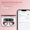 Bluetooth 5.3 Wireless Earbuds LED Display 128H Playtime ENC Noise Cancelling IP7 Waterproof In-Ear Headphones for ios Android-Pink
