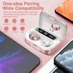 Bluetooth 5.3 Wireless Earbuds LED Display 128H Playtime ENC Noise Cancelling IP7 Waterproof In-Ear Headphones for ios Android-Pink